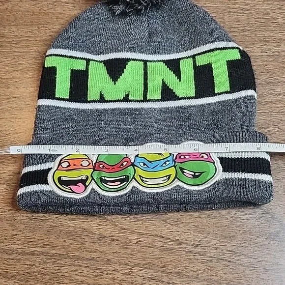 Boys Nickelodeon Teenage Mutant Ninja Turtle Beanie W/ Pom Pom, Grey - Picture 8 of 9